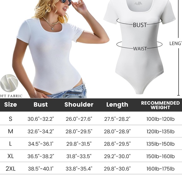 NIP/NWT 4 (FOUR) SHORT SLEEVE SQUARE NECK BODYSYUITS-S/1 each WH-BLK-BL-BR - Picture 11 of 14